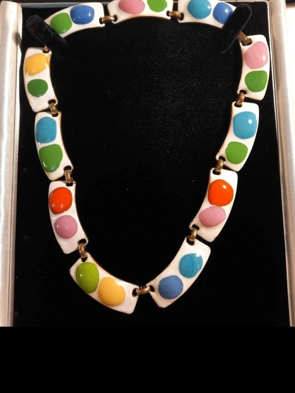 K.Denning,Colorblock Enamel On Copper Dot Link Necklace - Multicolor